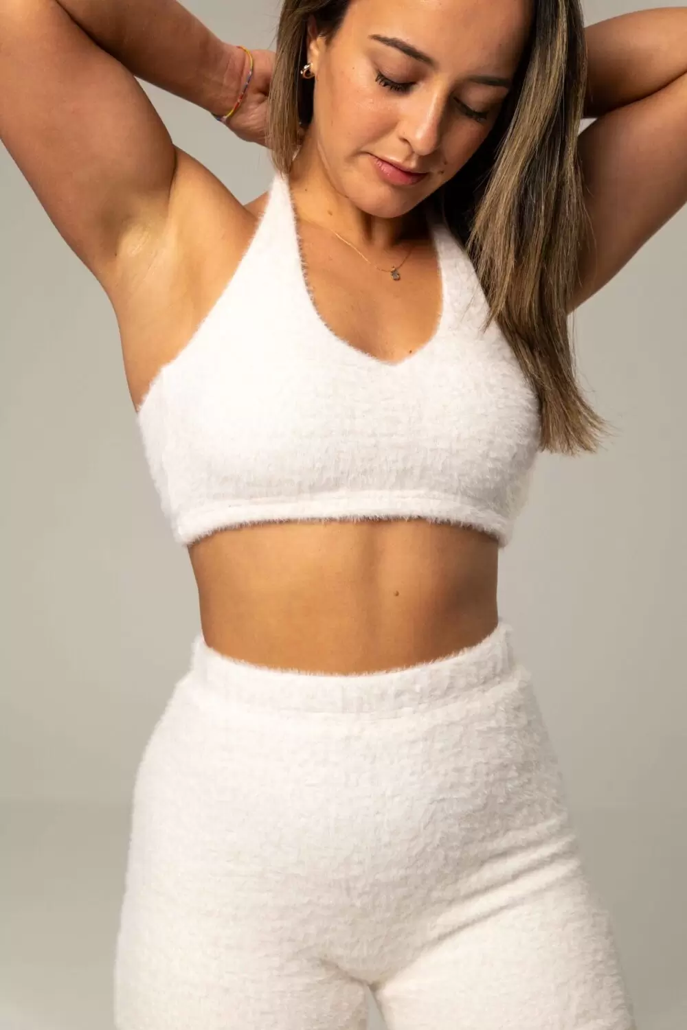 Faux Shearling Bra and Shorts Cloud White