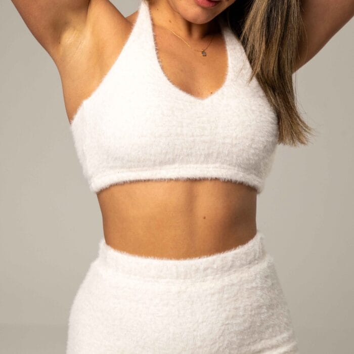 Faux Shearling Bra Cloud White