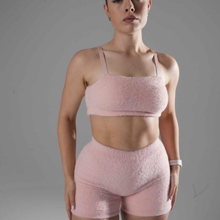 Faux Shearling Bra Pink