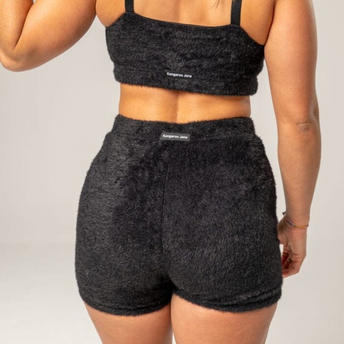 Faux Shearling Bra and Shorts Raven Black