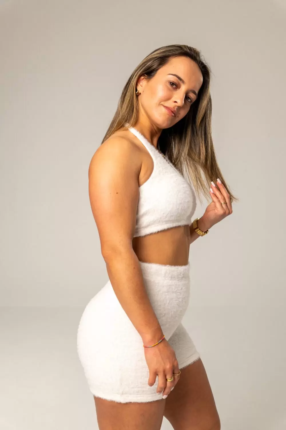 Faux Shearling Bra and Shorts Cloud White - Image 2