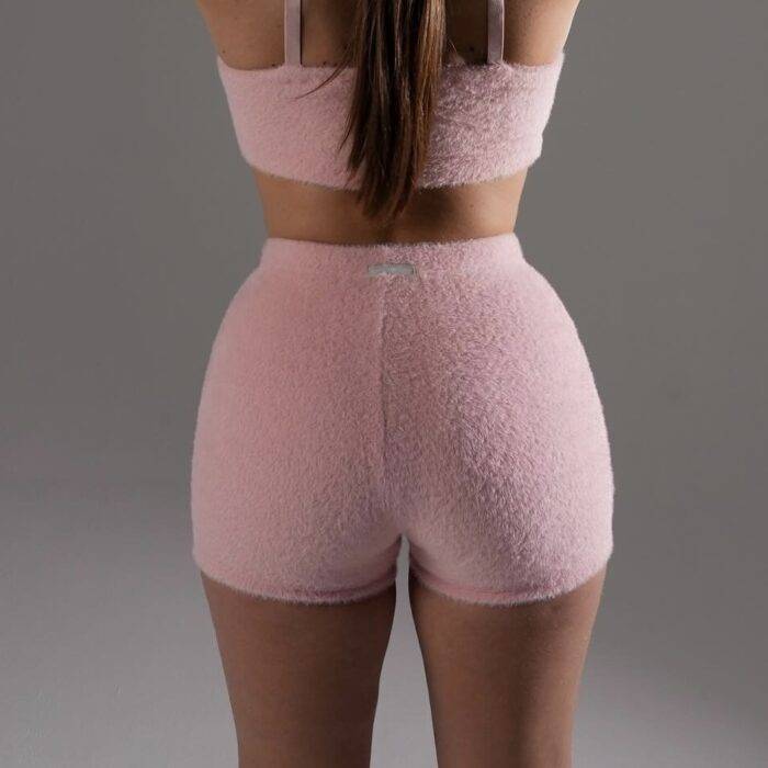 Faux Shearling Shorts Pink