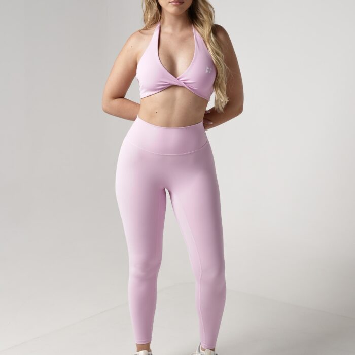 Avelyn Halterneck bra and scrunch leggings pink